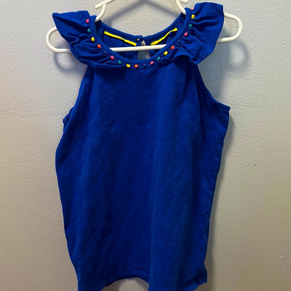 Girls Boden Blue Halter Shirt with Rainbow details 7-8 Y 128cm